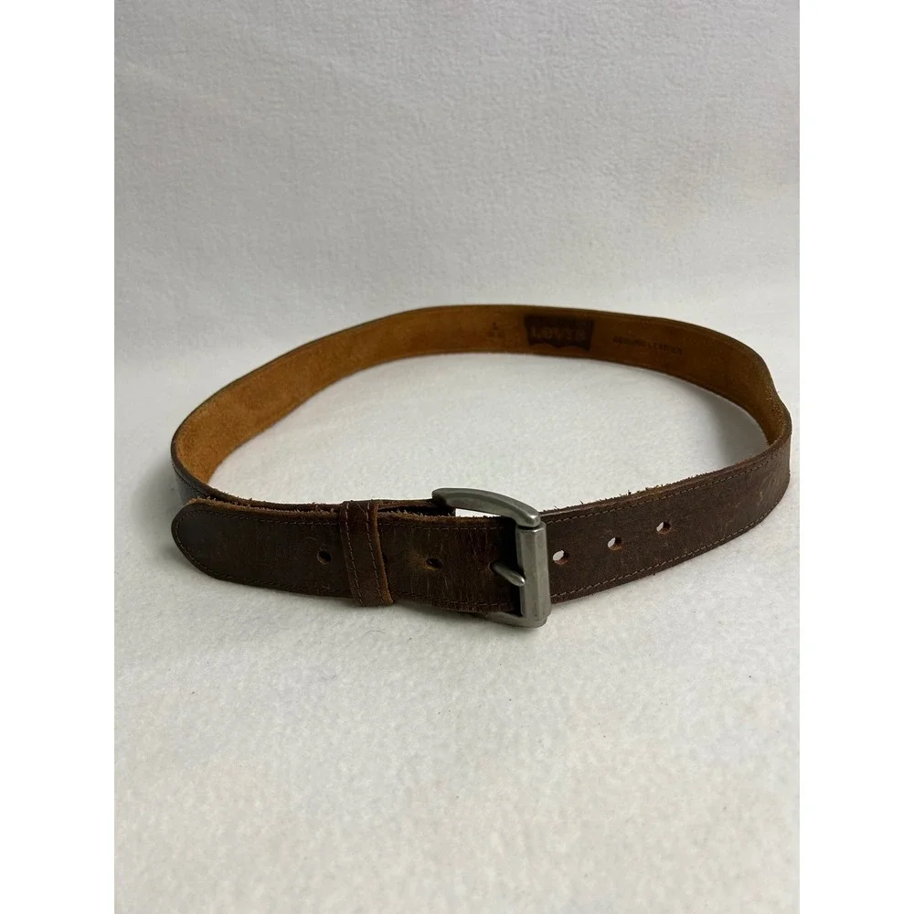 Rugged Americana Levi's Mens L 38-40 Brown Genuine Leather Casual Belt